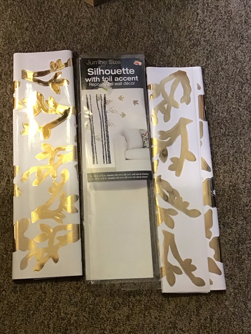 Silhouette Gold Foil Branch Wall Decal Panels